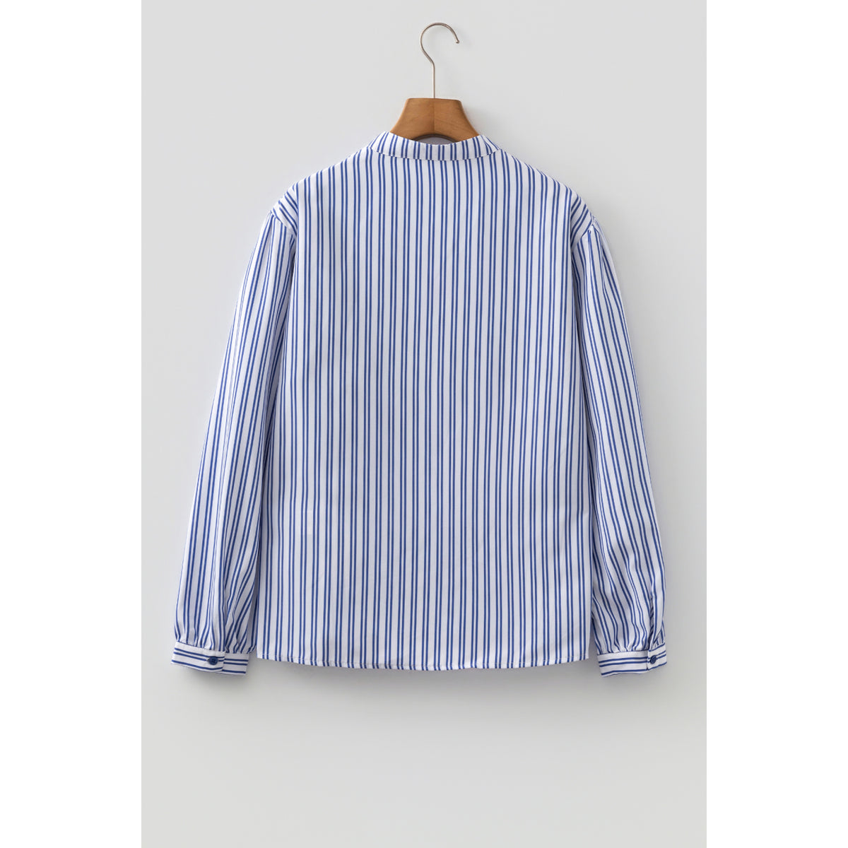 Blue Striped Shirt with Floral Embroidery in Blue Stripe - back view