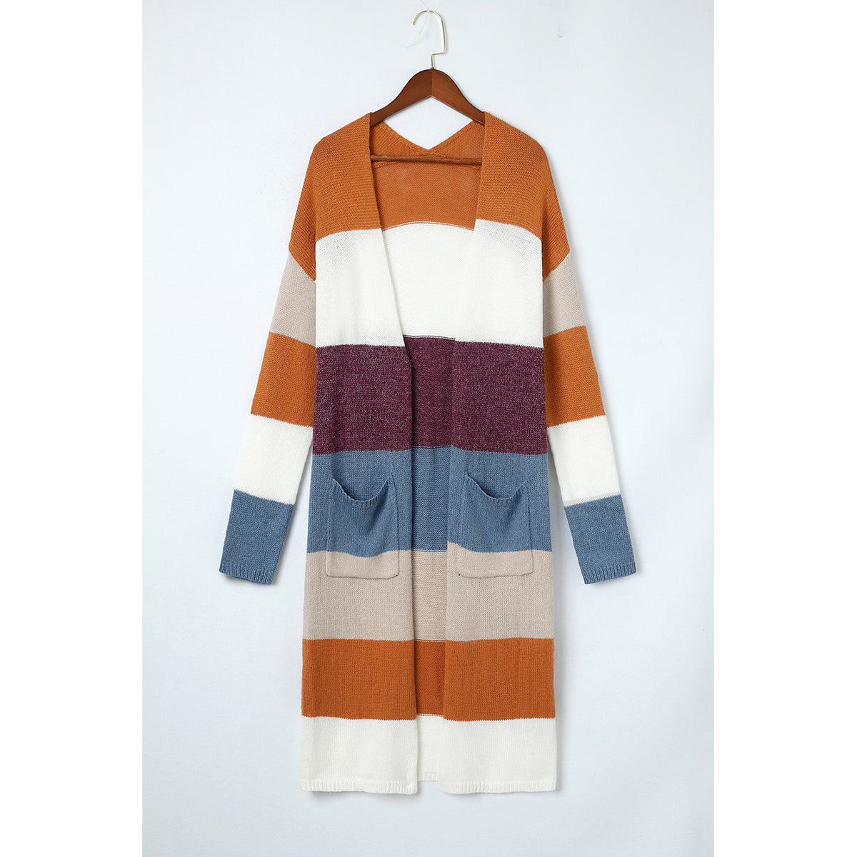 Multicolor Longline Colorblock Cardigan in Multicolor - front view