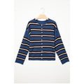 Blue Stripe Button-Front Knit Cardigan in Blue Stripe - front view