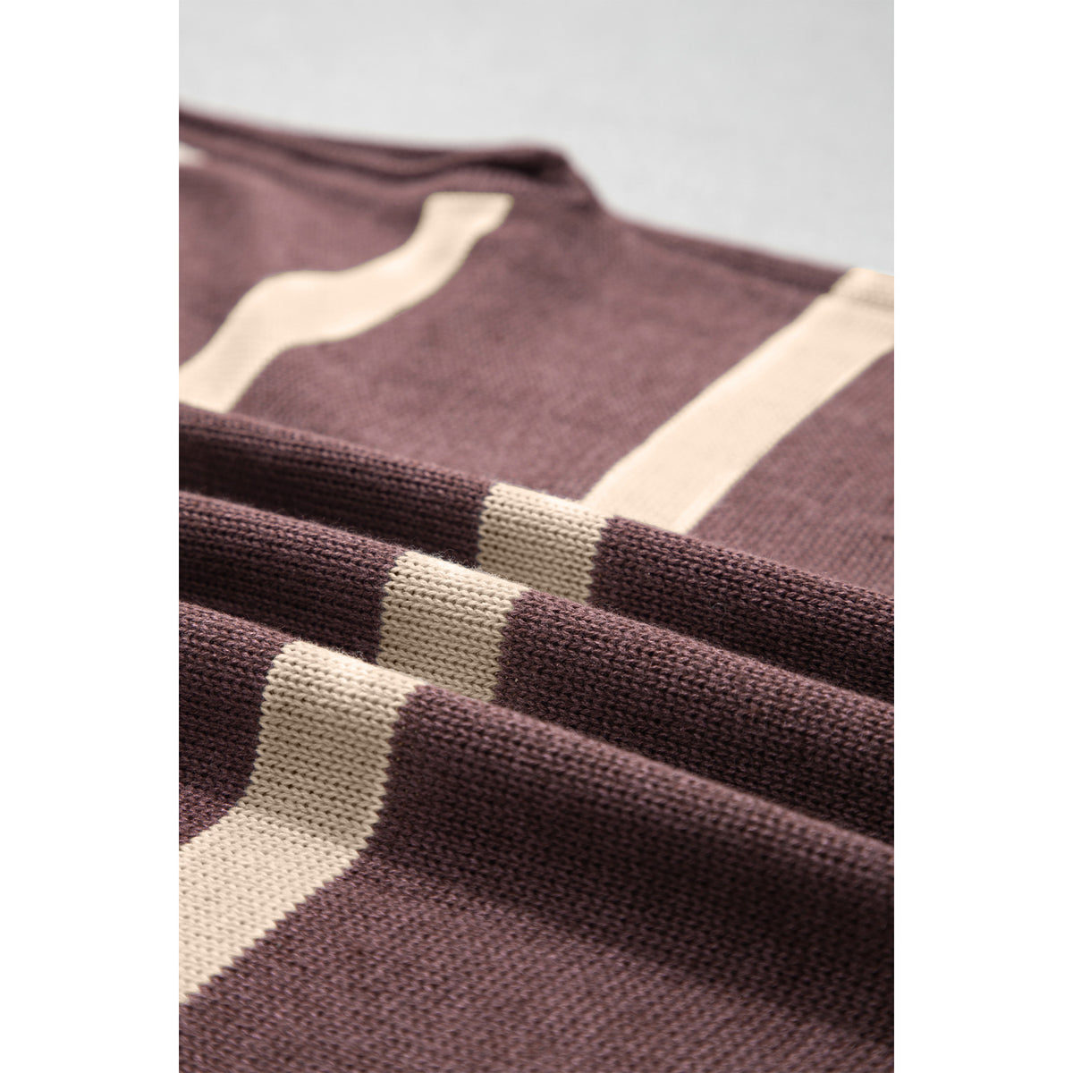 Brown Stripe Short-Sleeve Knit Sweater in Brown Stripe - knit fabric detail