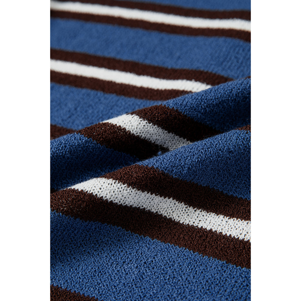 Blue Stripe Button-Front Knit Cardigan in Blue Stripe - striped knit detail