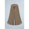 Khaki Striped Patchwork Wide-Leg Pants in Khaki Stripe - front view