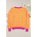 Orange and Rose Stripe Drop-Shoulder Sweater in Orange Stripe - front flat-lay view