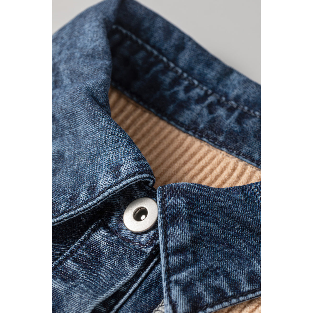 Parchment Knit Cardigan with Contrast Shirt Collar in Parchment - contrast collar detail