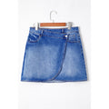 Blue Denim Mini Skirt with Crossed Waist in Ashleigh Blue - front view