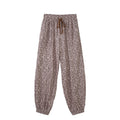 Khaki Leopard Drawstring Ankle Pants in Khaki - front view