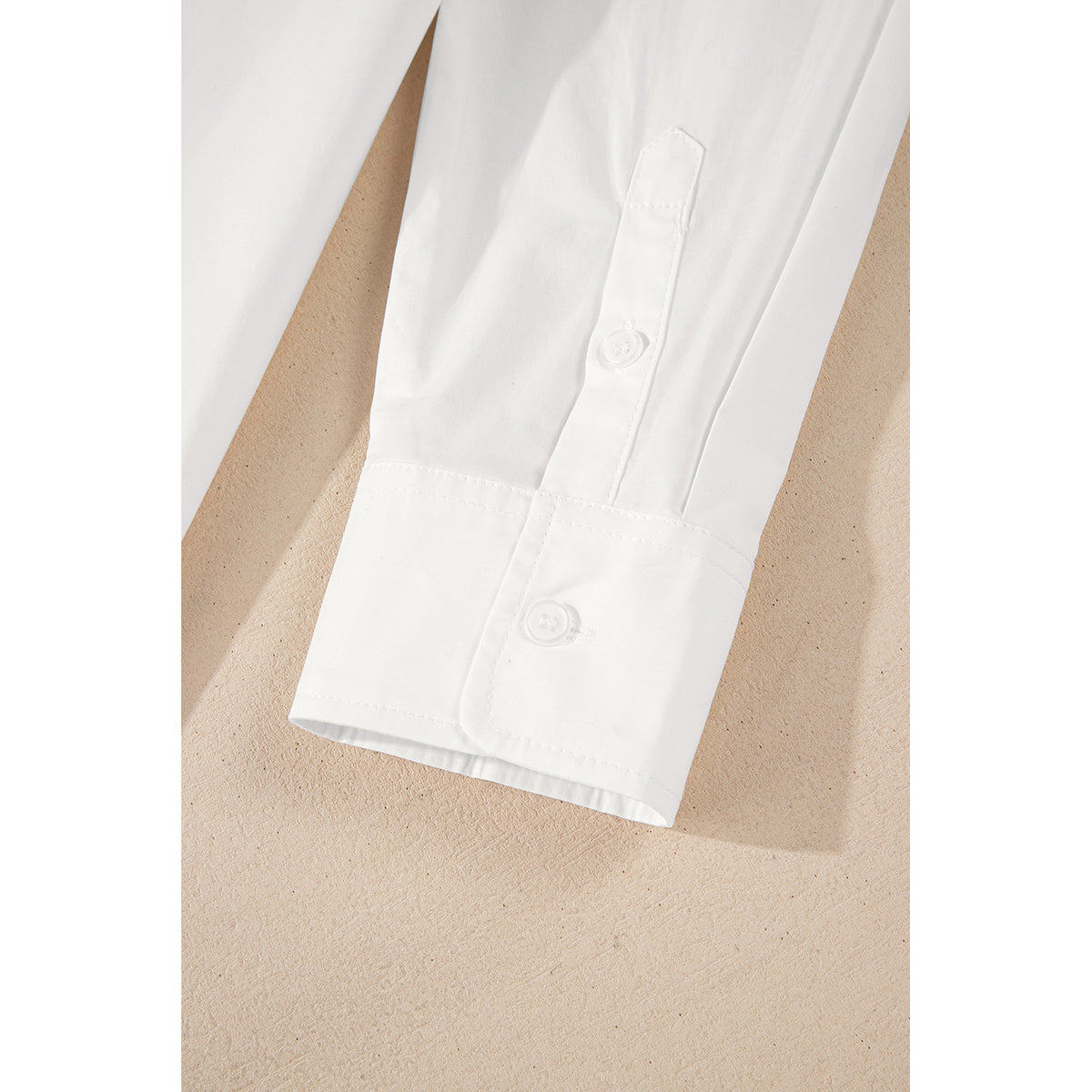 White Cotton Button Shirt with Crochet Lace Trim in White - sleeve cuff detail