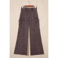 Dark Brown Mineral-Wash Cotton Cargo Pants in Dark Brown - front view