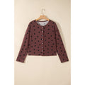 Brown Polka-Dot Long-Sleeve Button Shirt in Brown - front view