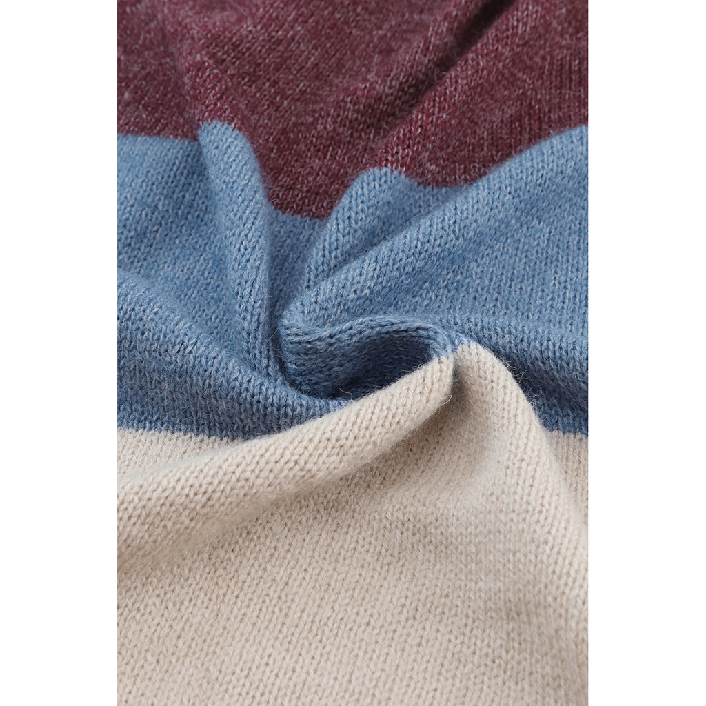 Multicolor Longline Colorblock Cardigan in Multicolor - knit fabric detail